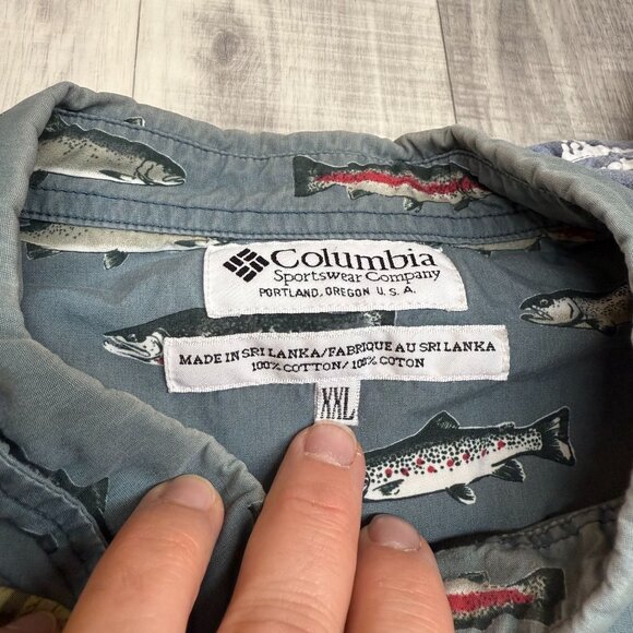 ✅ Mens XXL Columbia Short Sleeve Button-Up Shirt Lot Of 6 Fishing Designs Cotton - Picture 5 of 16